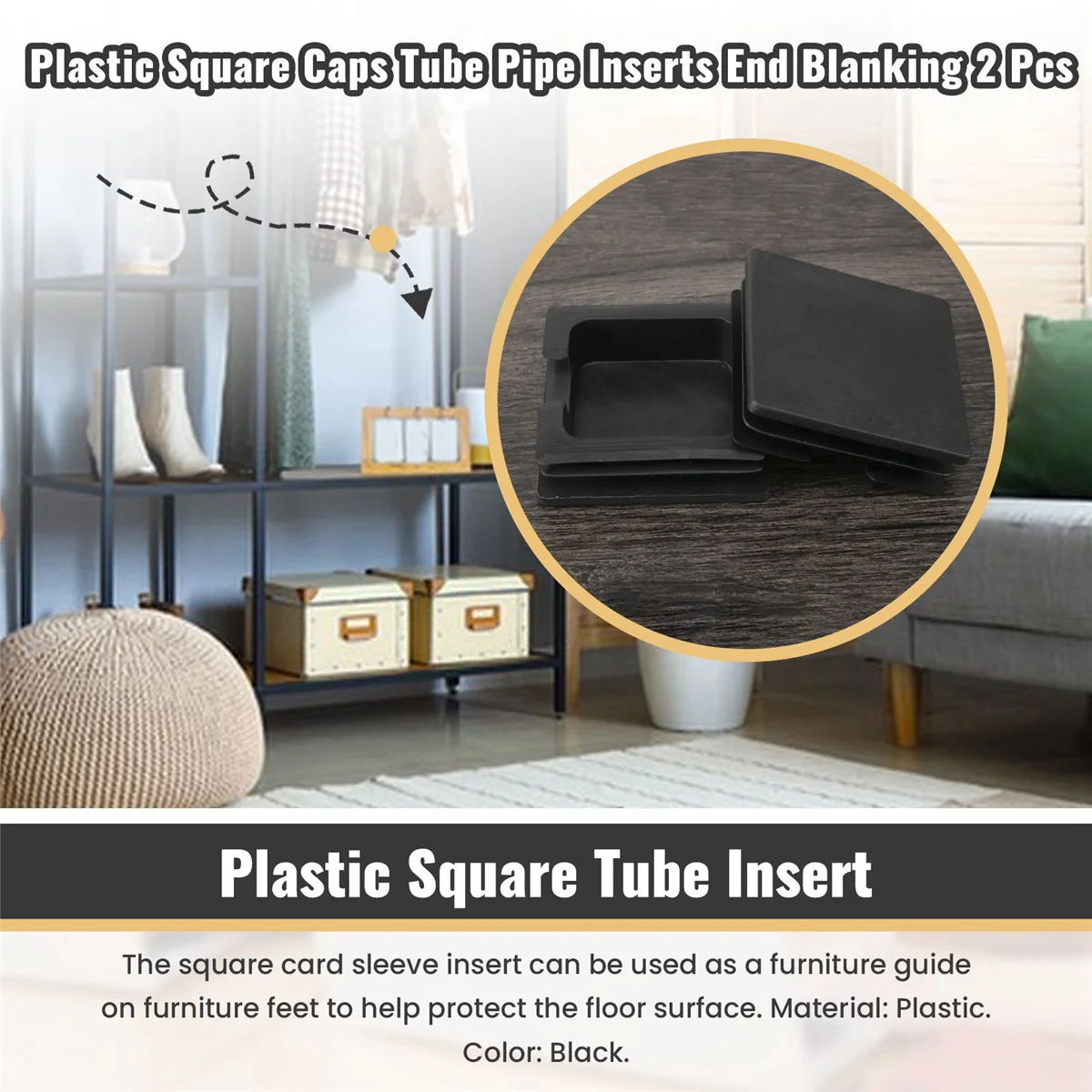 Пластиковые квадратные колпачки 75 мм x вставки для труб торцевая заглушка 2 шт.