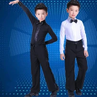 children latin dance clothes boys evening party stage performanceballroom competition high quality clothes suit long sleeve new