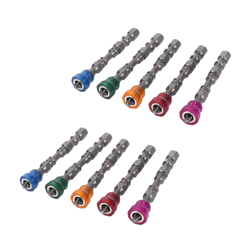 

10X Anti Slip Electric Hex Magnetic Screwdriver 65Mm S2 PH2 Single Head Bit Tool 5 Color