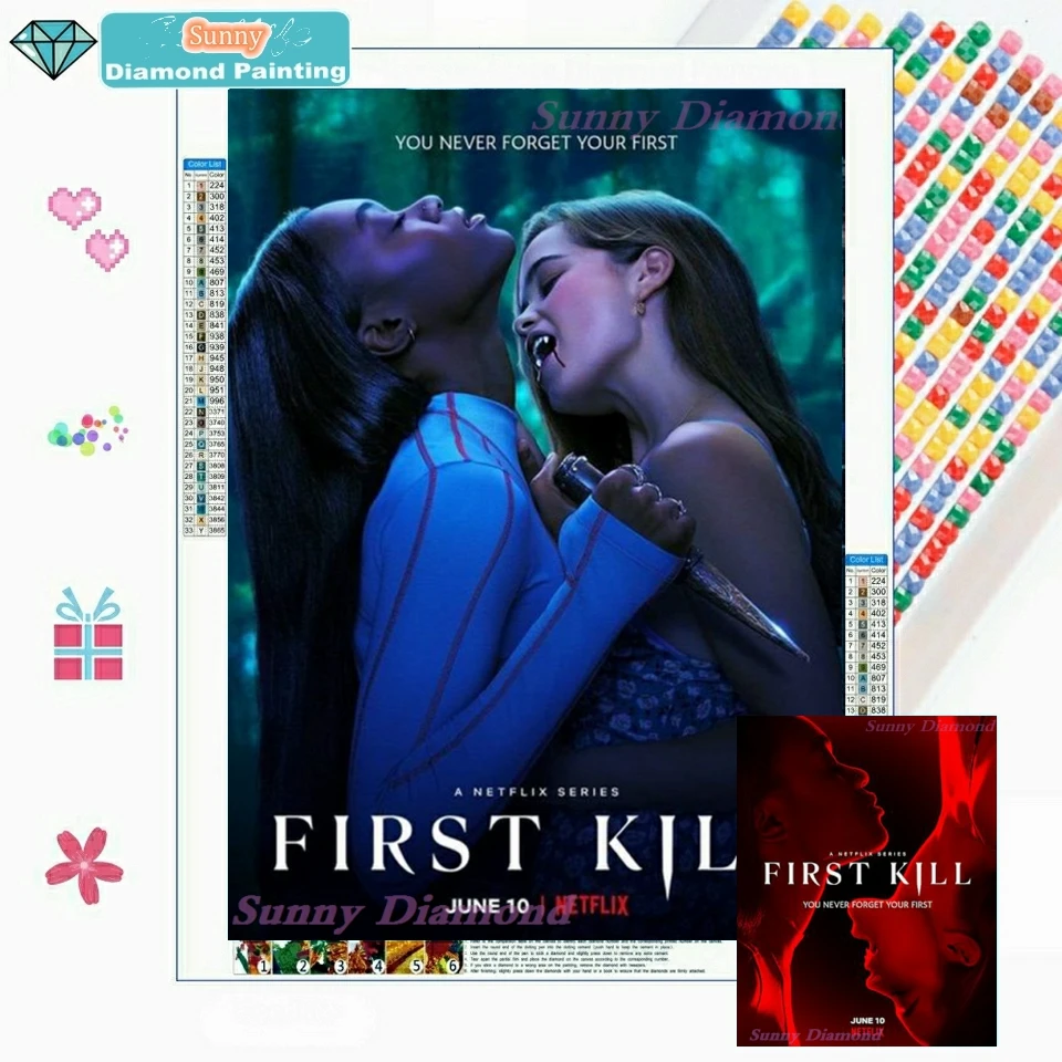 

First Kill Movie Diamond Art Painting Kits Images Tattoo Pictures 5D Diy Cross Stitch Mosaic Embroidery Drill Home Decor Gift