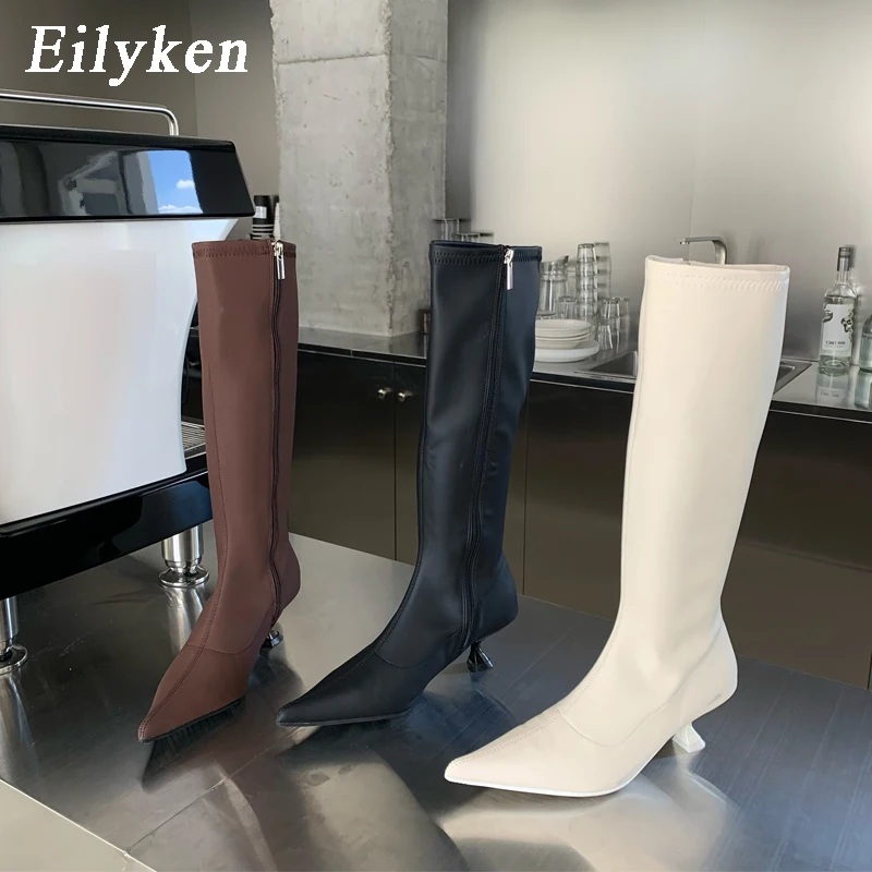 

Eilyken Newest Party Club Women Shoes INS Low Heels Knee-High Boots Fashion Autumn Winter Zipper Modern Booties