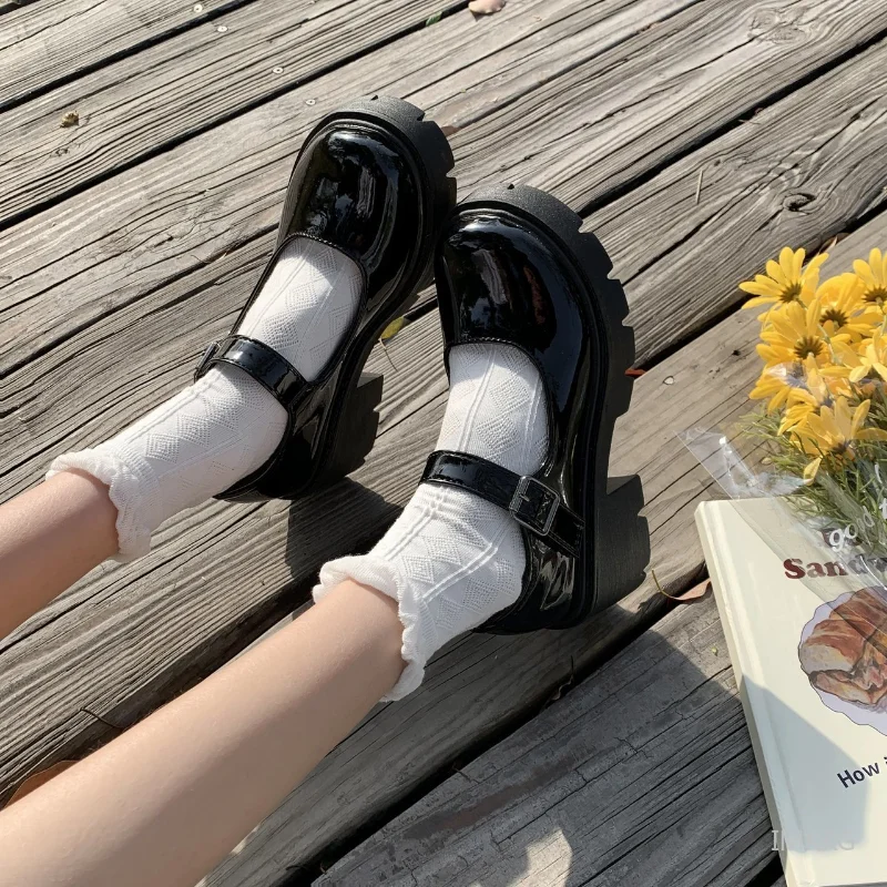Women Mary Jane Shoes Woman Vintage Girls High Heel Platform Lolita Shoes Japanese Style College Student Shoes Big Size 43 Pumps