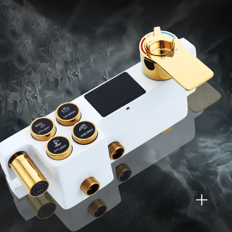 Цифровой душевой набор из белого золота качественный латунный смеситель для