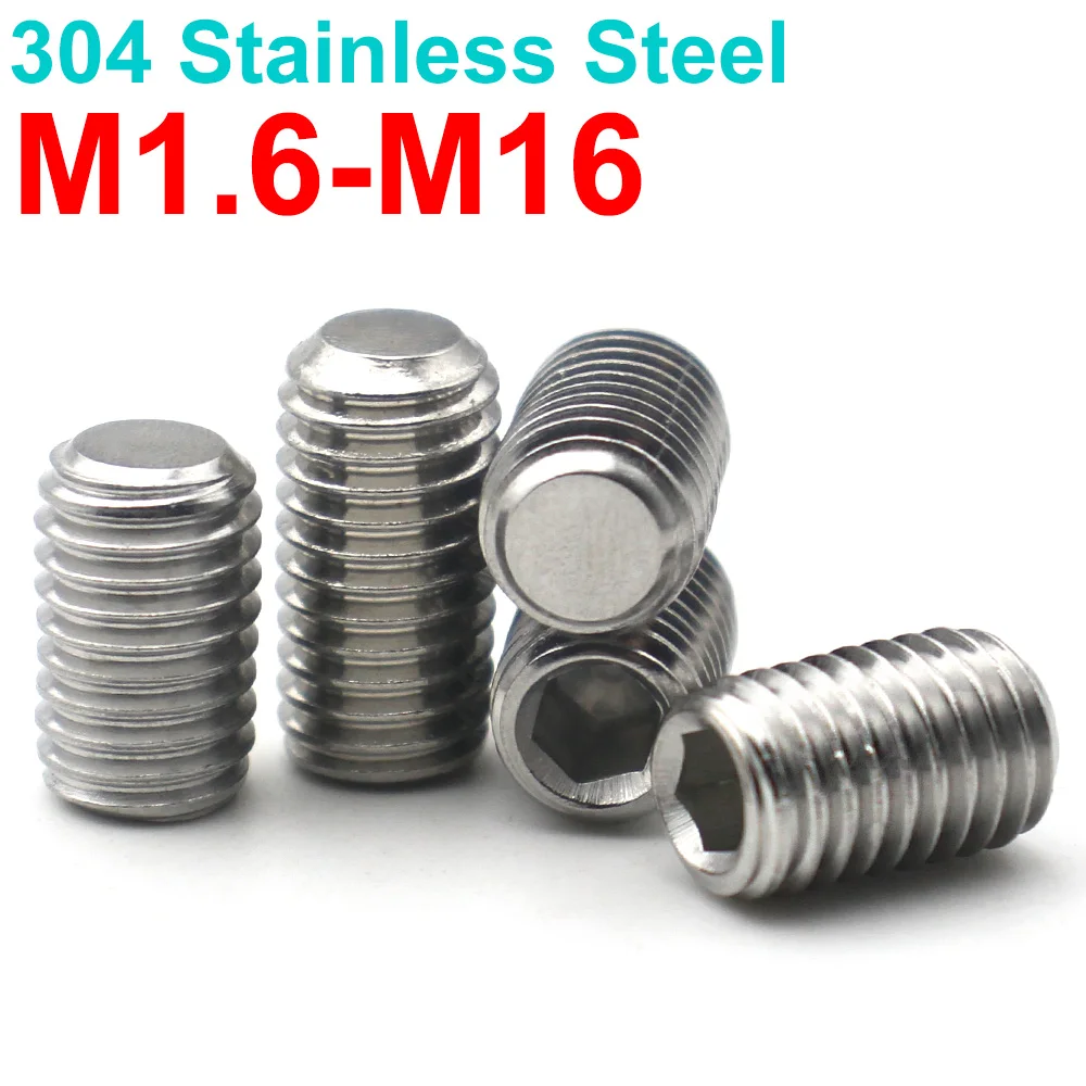 

Zimir Винты с шестигранной головкой из нержавеющей стали DIN916 10 шт. M1.6 M2 M3 M4 M5 M6 M8 M10