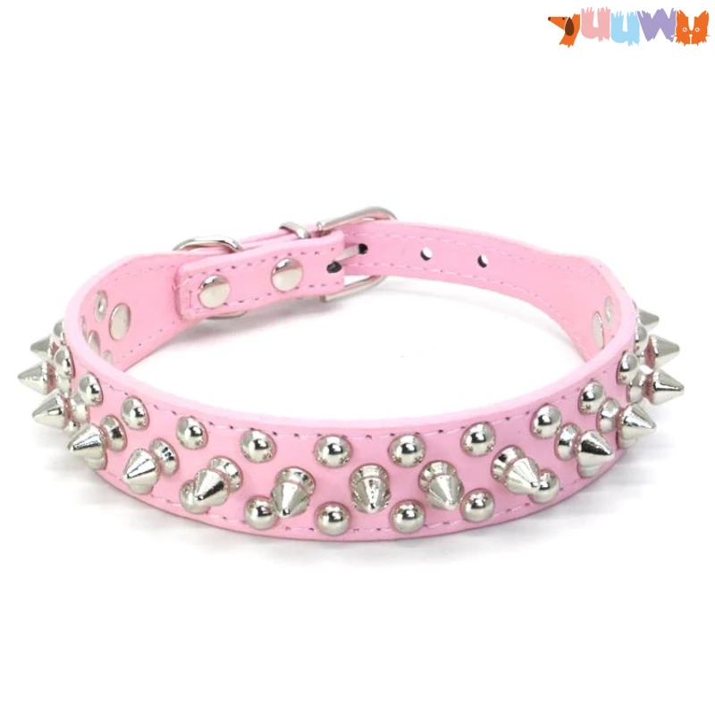 Регулируемый кожаный ошейник для собак ремешок на шею панк маленьких кошек ремни