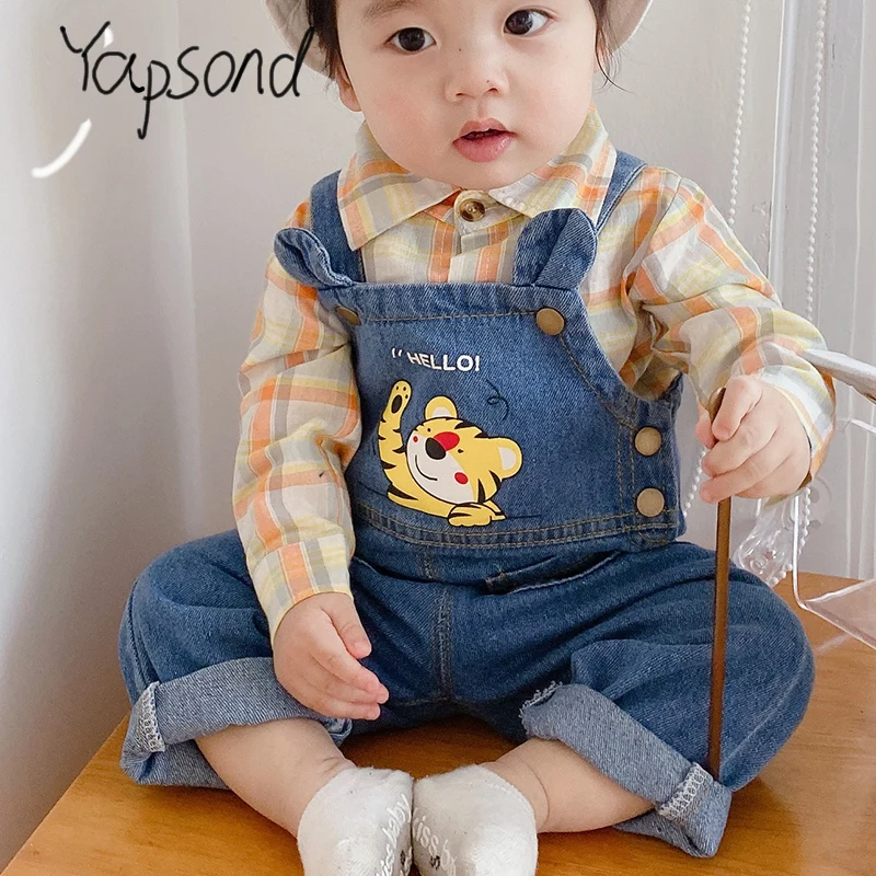 Toddler Infant Overalls Baby Denim Pants Tiger Pattern Boys Clothing 2022 Spring Autumn Kids Casual Jeans Trousers for Girl Boy