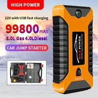 99800mah car emergency starter power supply for car emergency booster 600a 12v output portable battery starter with led light