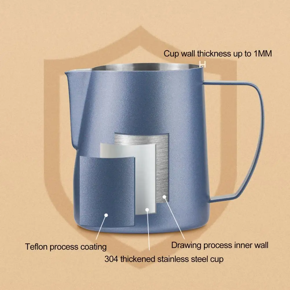 

Milk Frother Cup Durable Food Grade Thick Wide Mouth Milk Frother Cup Barista Tool