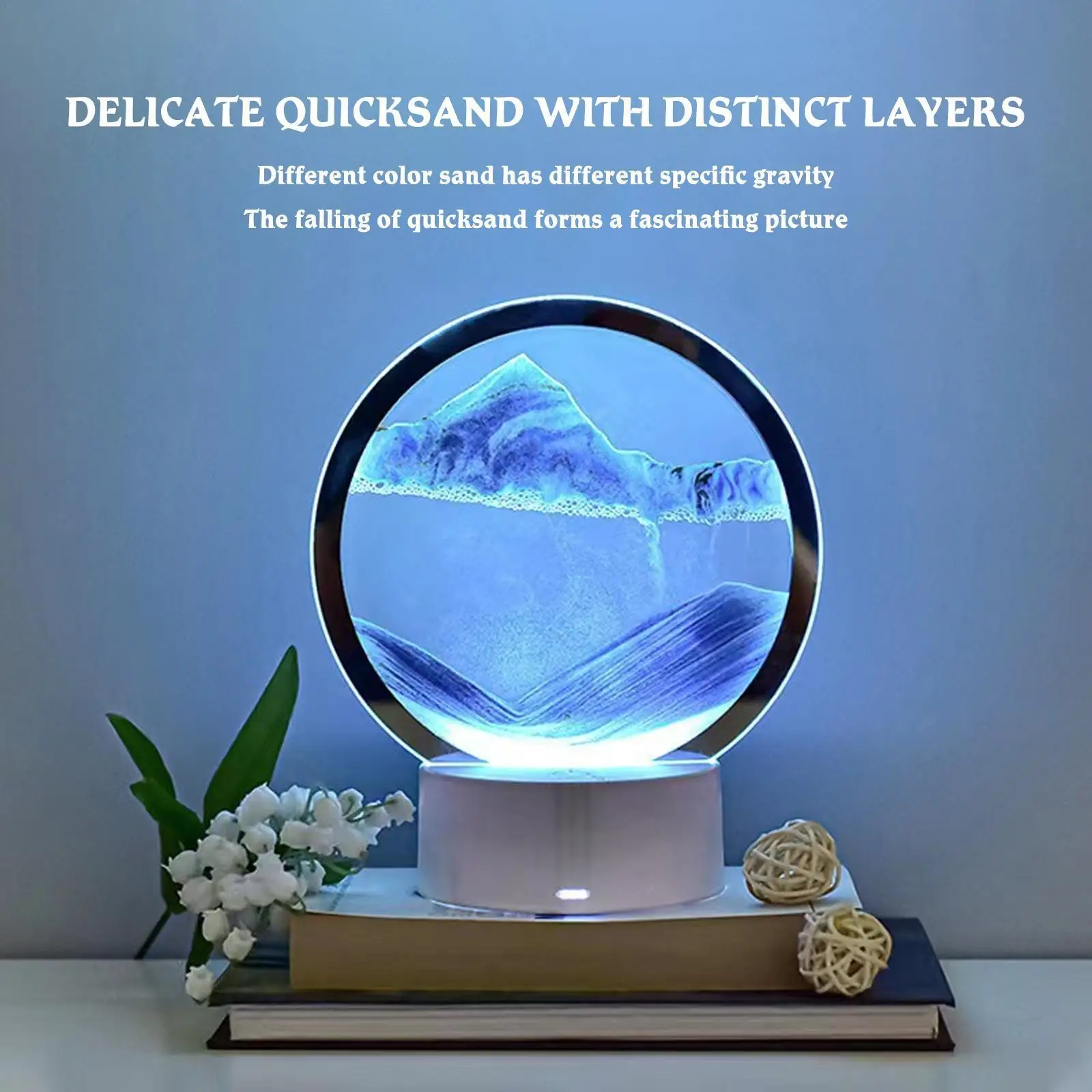 

1PCS Retro table lamp Craft quicksand 3D Natural Landscape Flowing Picture Home Lamp Moving Night Sand V6K6