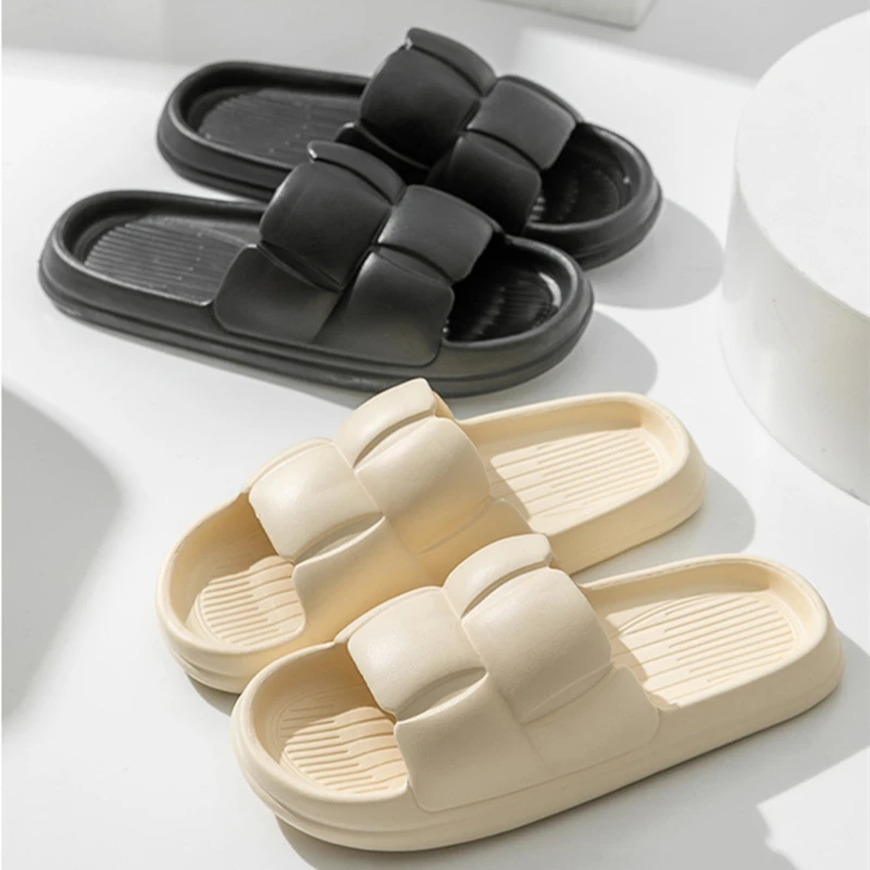 

Summer Thick Bottom Slippers Women's Indoor Home Bathroom Bath Non-slip Couple Shoes Unisex Comfortable High-end Sense Slippers