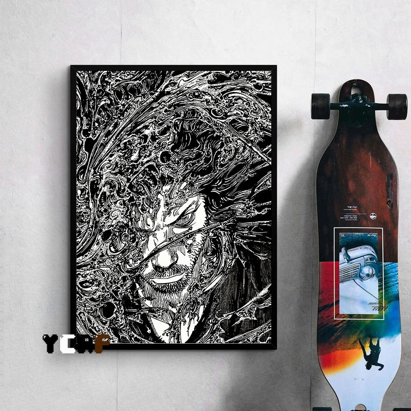 Черная манга дневная печать черная ужас настенные художественные принты