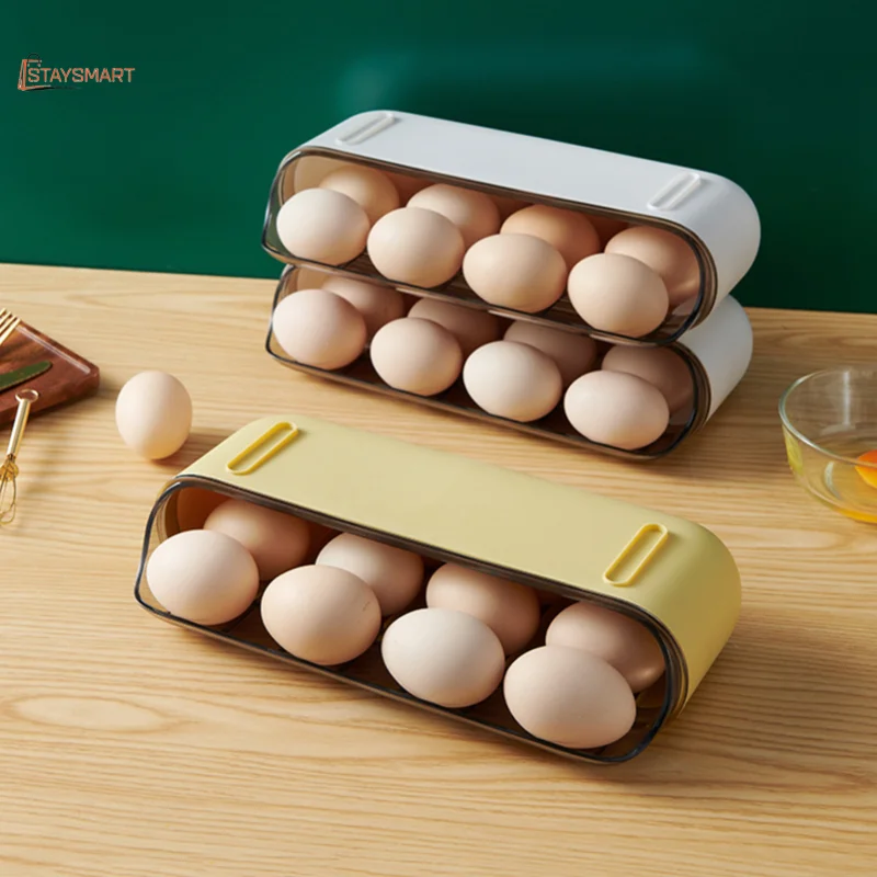 

Egg Storage Box Anti-Drop Refrigerator Storage Box Household Stackable Design Long Lasting Kitchen Organizer Egg Holder for Home
