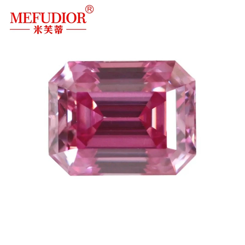 

Moissanite Loose Stone 1-10 Carat Emerald Cut Pink VVS Premium Gems Pass Diamond Tester With GRA Certified Jewelry Accessories