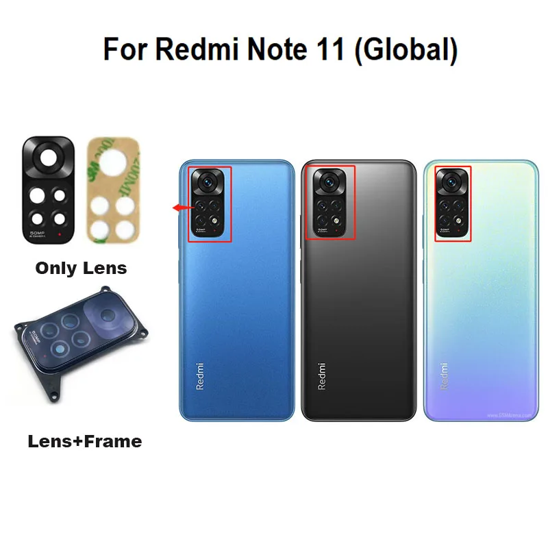 New For Xiaomi Redmi Note 11 Back Camera Lens Rear Glass With Frame Cover 4G Global 2201117TG 2201117TI 2201117TY 2201117TL