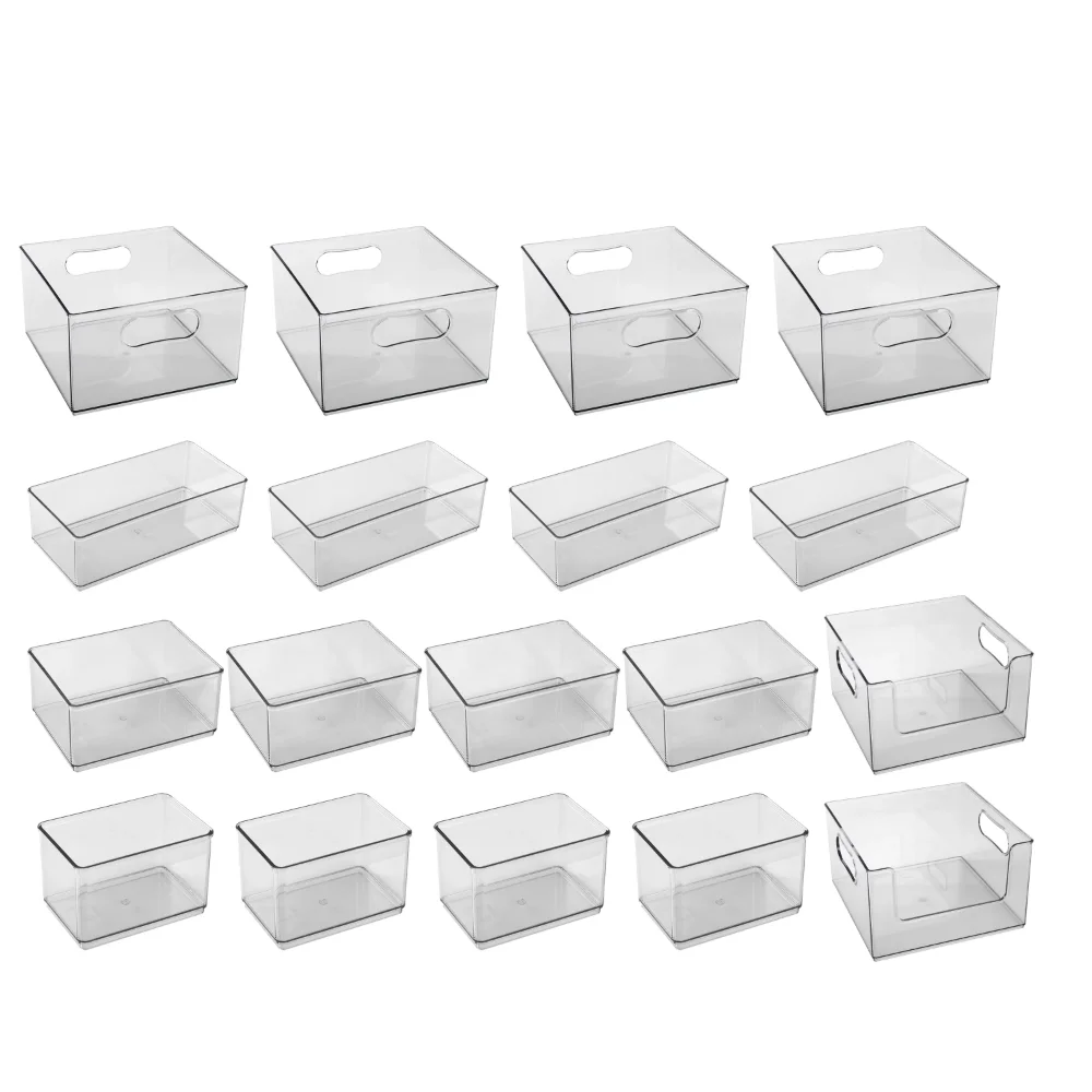 18 Piece Multipurpose Edit, Clear Plastic Modular Storage System  Kitchen Storage Dish Storage