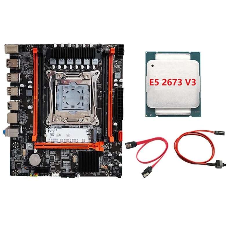 

X99(X99H) Server Memory Slot With E5 2673 V3 CPU+Switch Cable+SATA Cable LGA2011-V3 DDR3X4 RAM M.2 NVME PCI-E 3.0 X16 SATA3.0