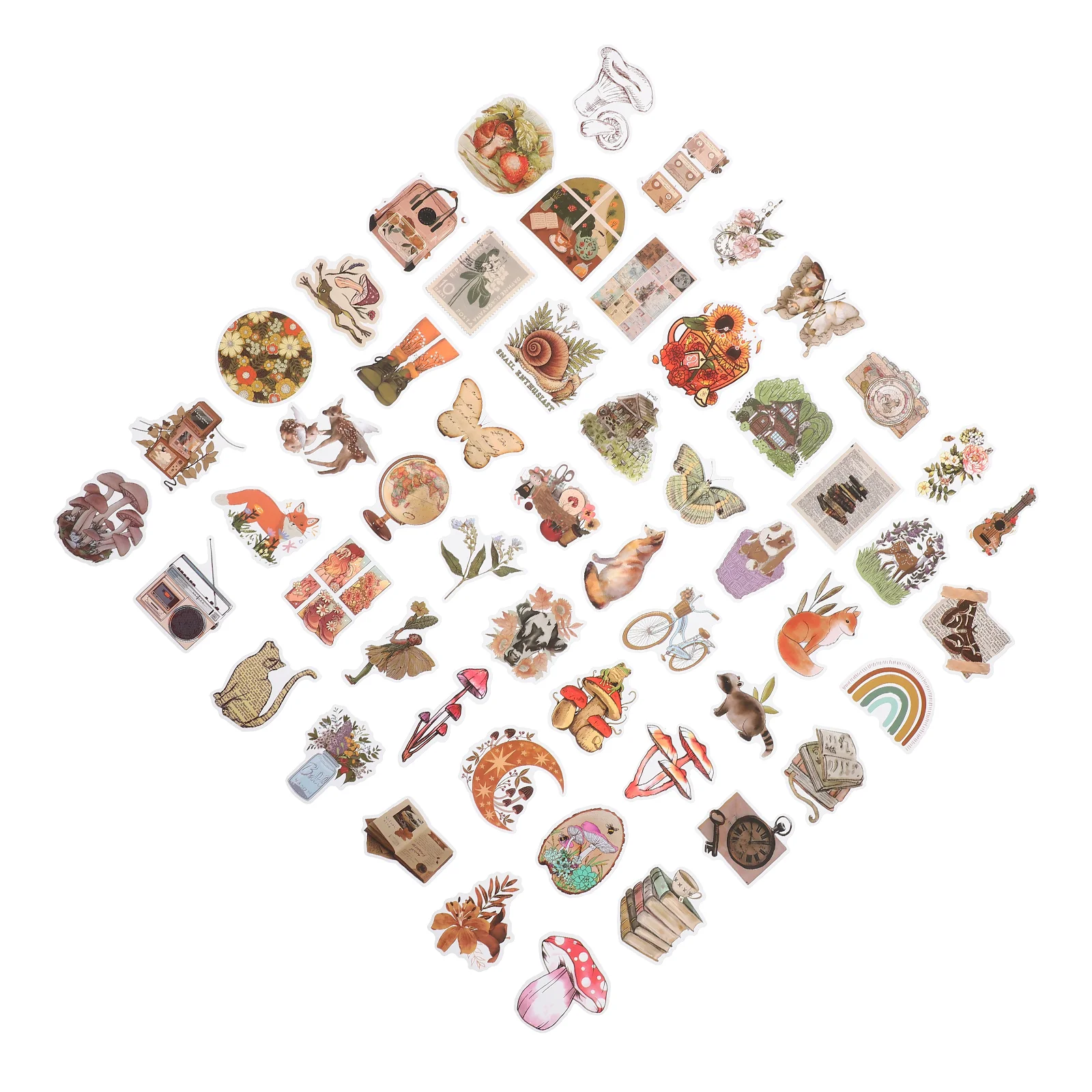 

50pcs Scrapbook Stickers Retro Journal Stickers Waterproof DIY Graffiti Decals