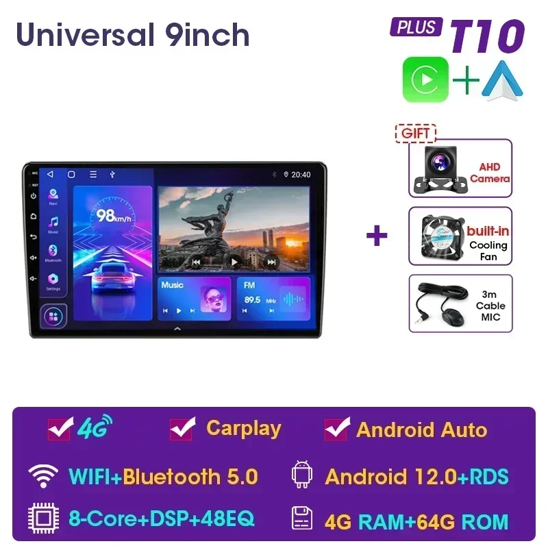 JMCQ 2 Din Android 12 4G NET 7/9/10,1-дюймовый автомобильный радиоприемник, мультимедийный видеоплеер, 2Din-навигация, GPS FM для Nissan Kia Honda VW