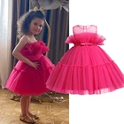 Платье для девочек, свадебные вечерние платья без рукавов для детей, Сетчатое кружевное платье для маленьких девочек, одежда для вечеринок