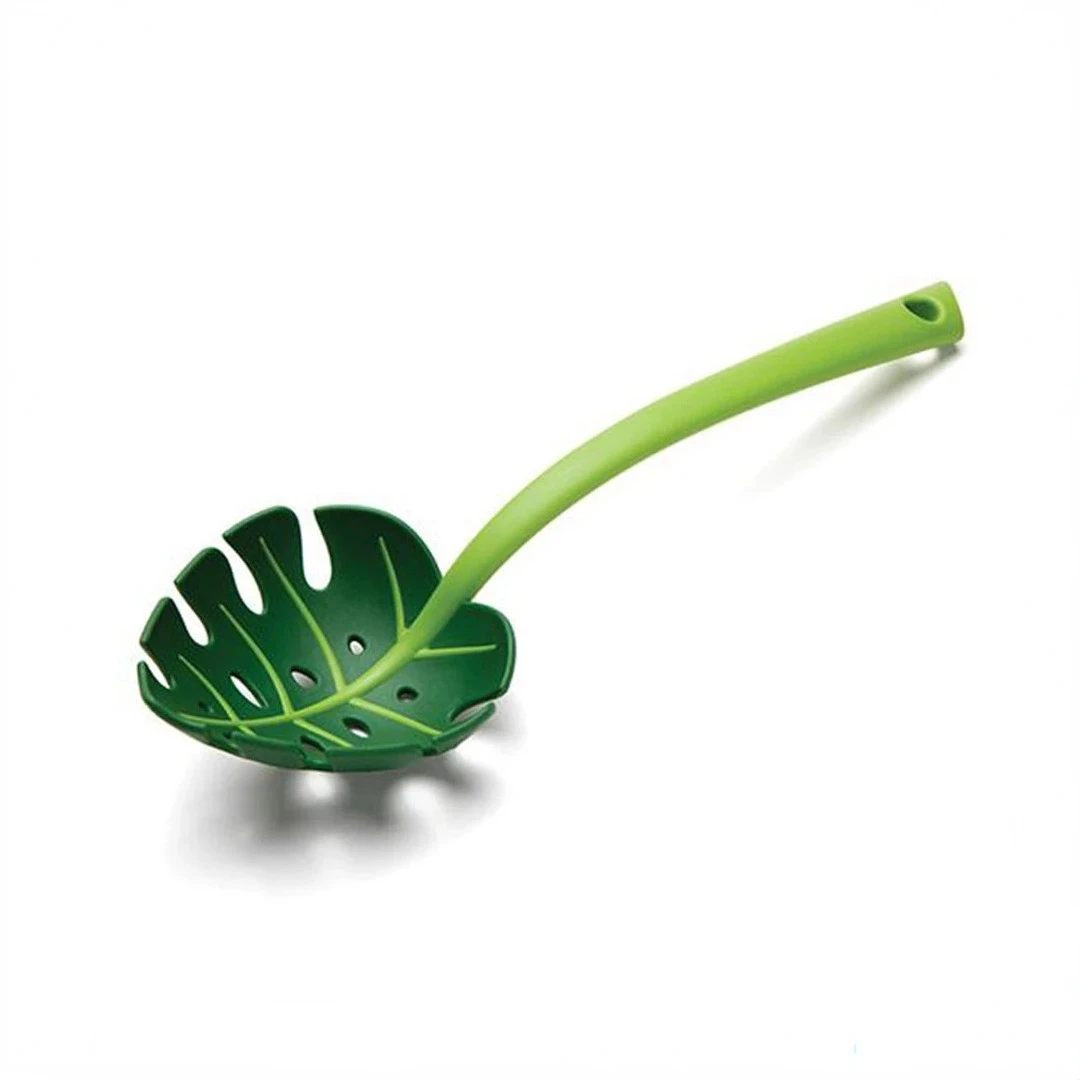 Groen Monstera Leaf Vergiet Multifunctionele Lange Steel Spaghetti Ingelaste Opscheplepel Salade Schuimspaan Voor Thuis Keuken
