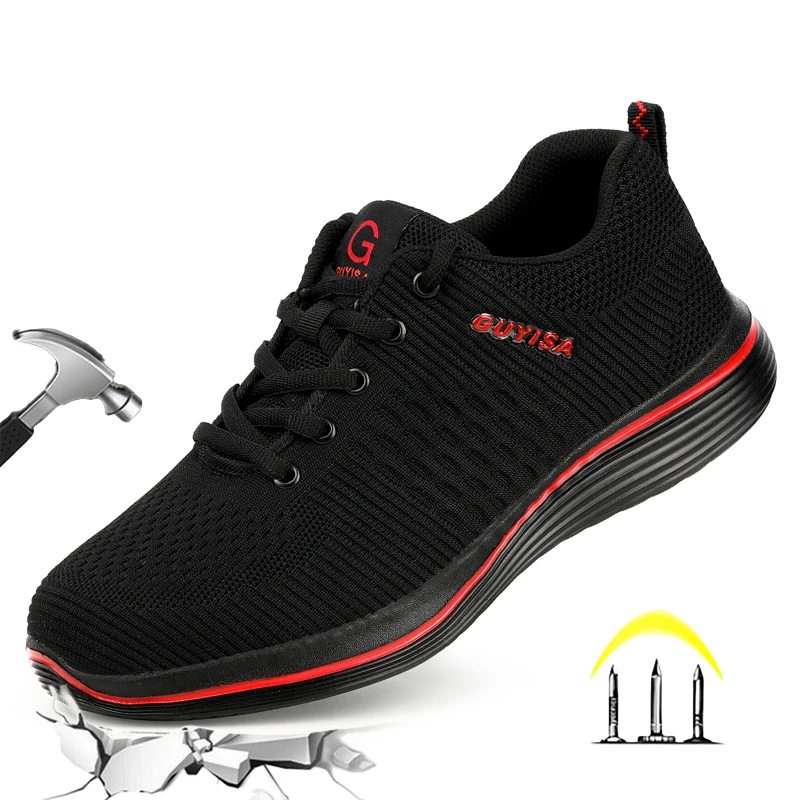 

CHNMR Summer Mess Light Breathable Sneaker Indestructible Men Safety Shoes Anti-Smash And Anti Puncture Outdoor Sport Sneakes