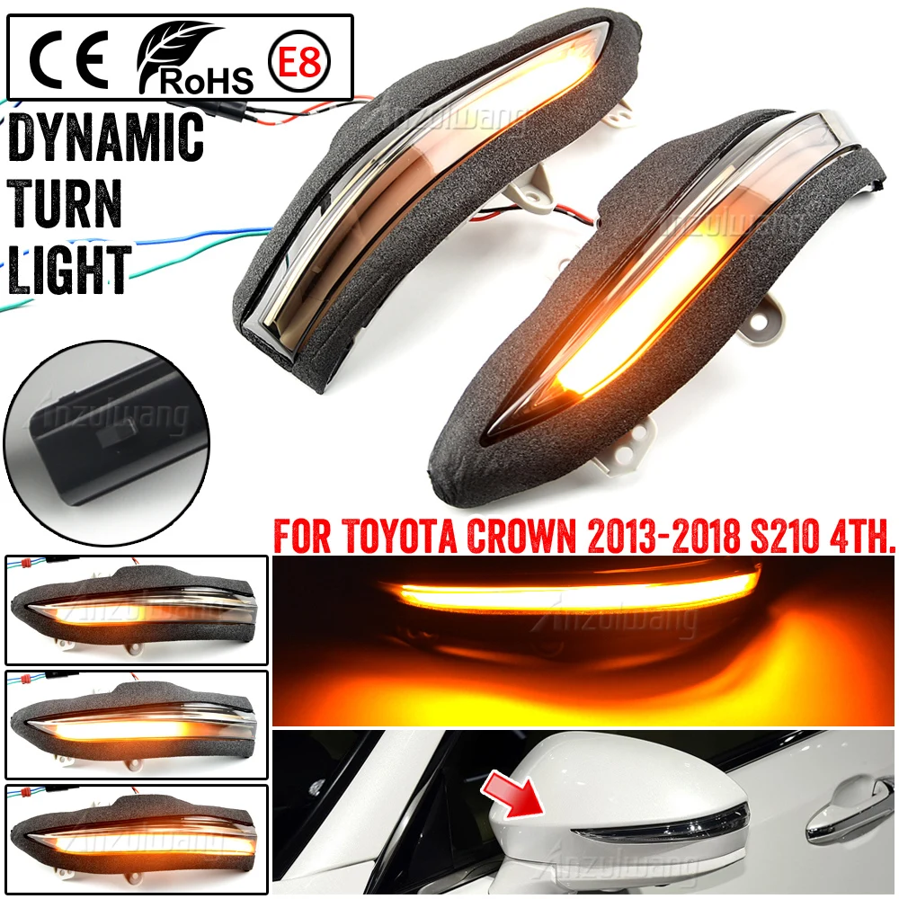 

Car Rear View Mirror LED Dynamic Turn Signal Light Side Wing Sequential Indicator For Toyota Crown 2013-2018 S210 4th.