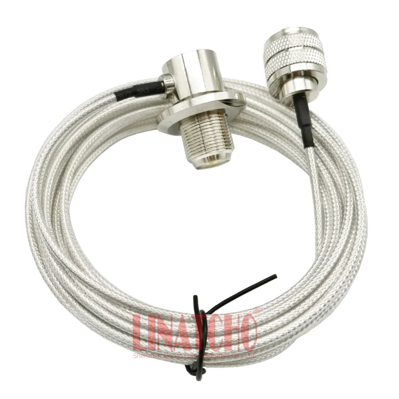 5 Meter White RG316 Low Loss Coxial Coated Car Radio PL259 UHF to M SO239 Antenna Extension Cable