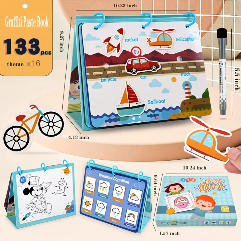 

Children's enlightenment early education desk calendar graffiti busy paste book baby puzzle quiet drawing sticker toys