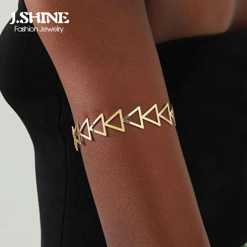 J.Shine минималистичный металлический вырезанный треугольник, верхняя часть, для женщин, панк-рок, геометрический Открытый браслет, манжета, модные ювелирные изделия J.Shine минималистичный металлический вырезанный треугольник, верхняя часть, для женщин, панк-рок, геометрический Открытый браслет, манжета, модные ювелирные изделия