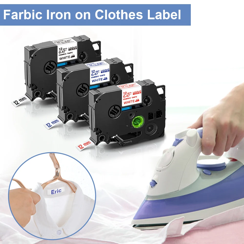 

Labelwell 12mm Fabric Tapes FA231 Compatible for Brother FA3 FA231 FA3R Fabric Iron On Clothes Label for PT H110 Label Maker