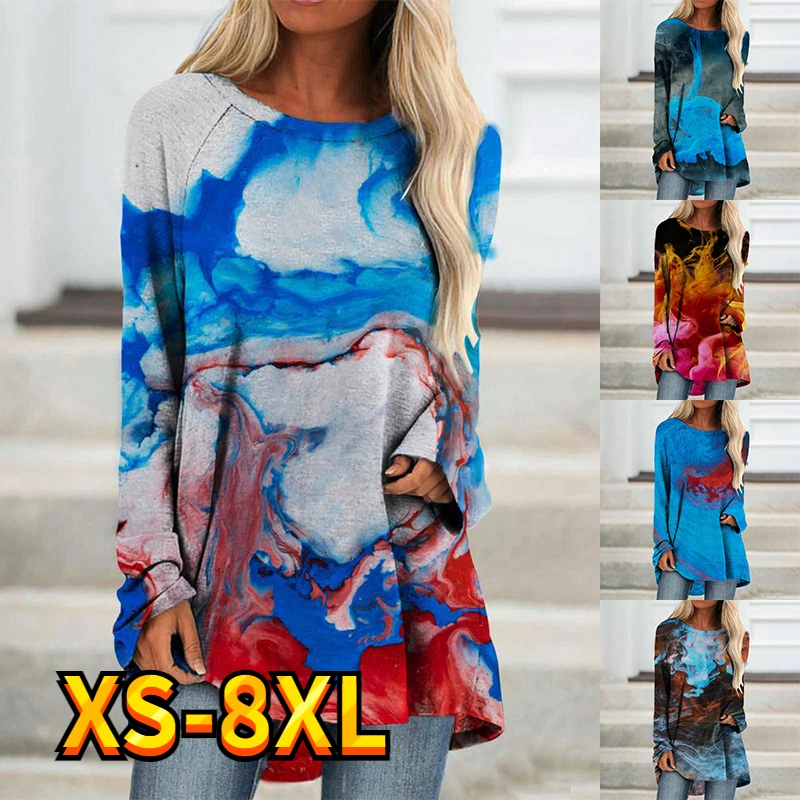 

Women's T Shirt Tee Abstract Painting Sweatshirt Active Sports Streetwear Casual Long Sleeve Round Neck Essential Basic XS-8XL