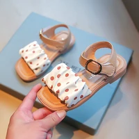 girls pleated sandals 2022 summer fashion new kids soft non slip polka dots casual open toe sandals children pu