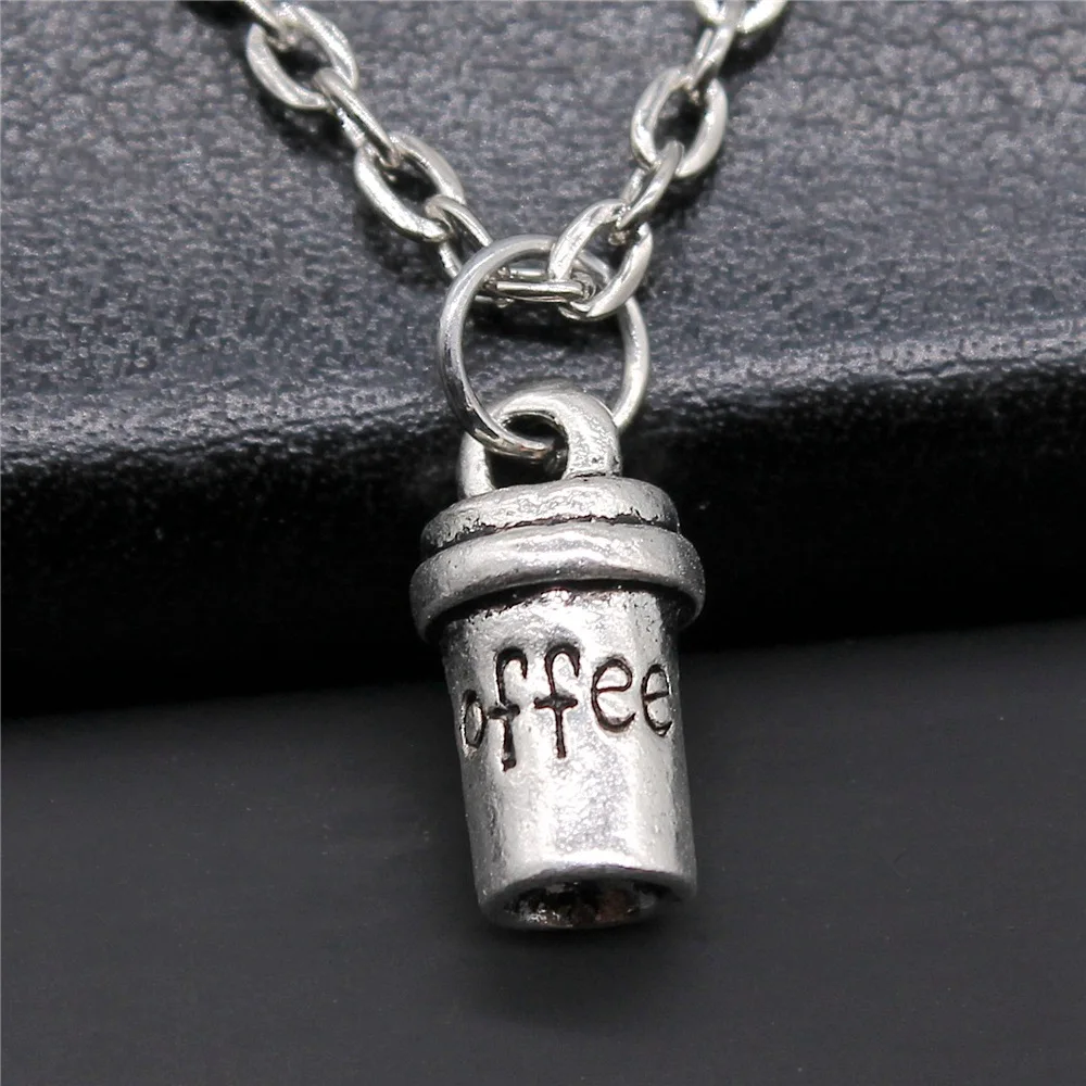 

Fashion Simple Vintage Antique Silver Color 7x14mm A Cup Of Coffee Pendant Necklace For Women