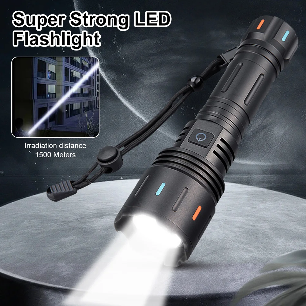

6000LM 30W LED Powerful Flashlight USB Recharge Flash Light Zoomable Tactical Flashlights 5 Modes for Emergency Outdoor