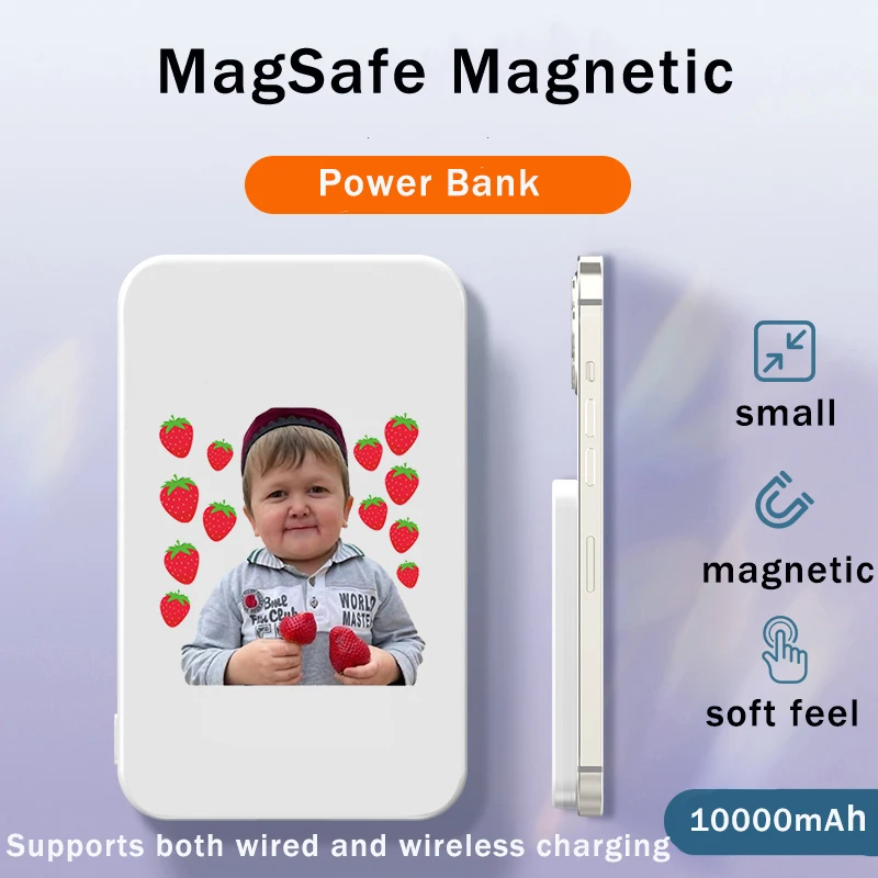 

hasbulla funny pattern Magnetic Power Bank 10000mAh Portable Chargers External Auxiliary Battery Fast Wireless Charging