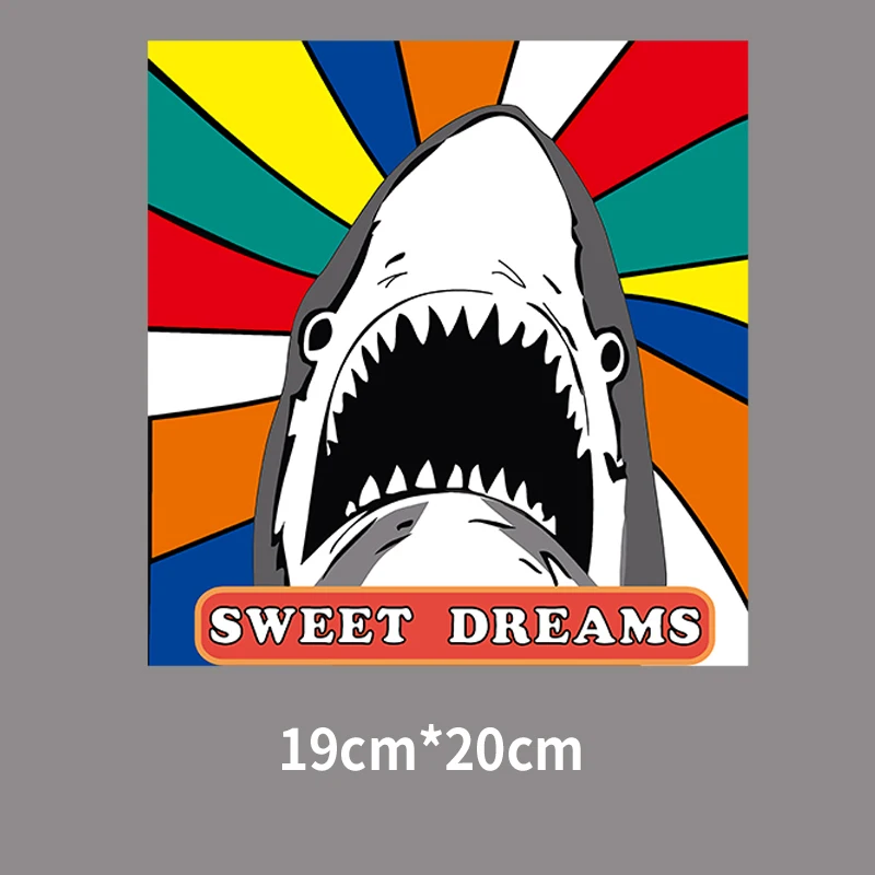 Модные термонаклейки Ocean Shark для самостоятельного нанесения тепла переводные