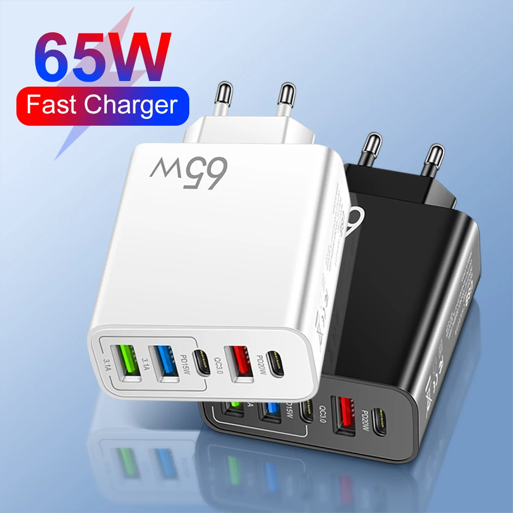 

USB C Charger Fast Charging 65W Type C PD QC3.0 Mobile Phone Adapter For iPhone Xiaomi Huawei Samsung ipad Realme oneplus Tablet