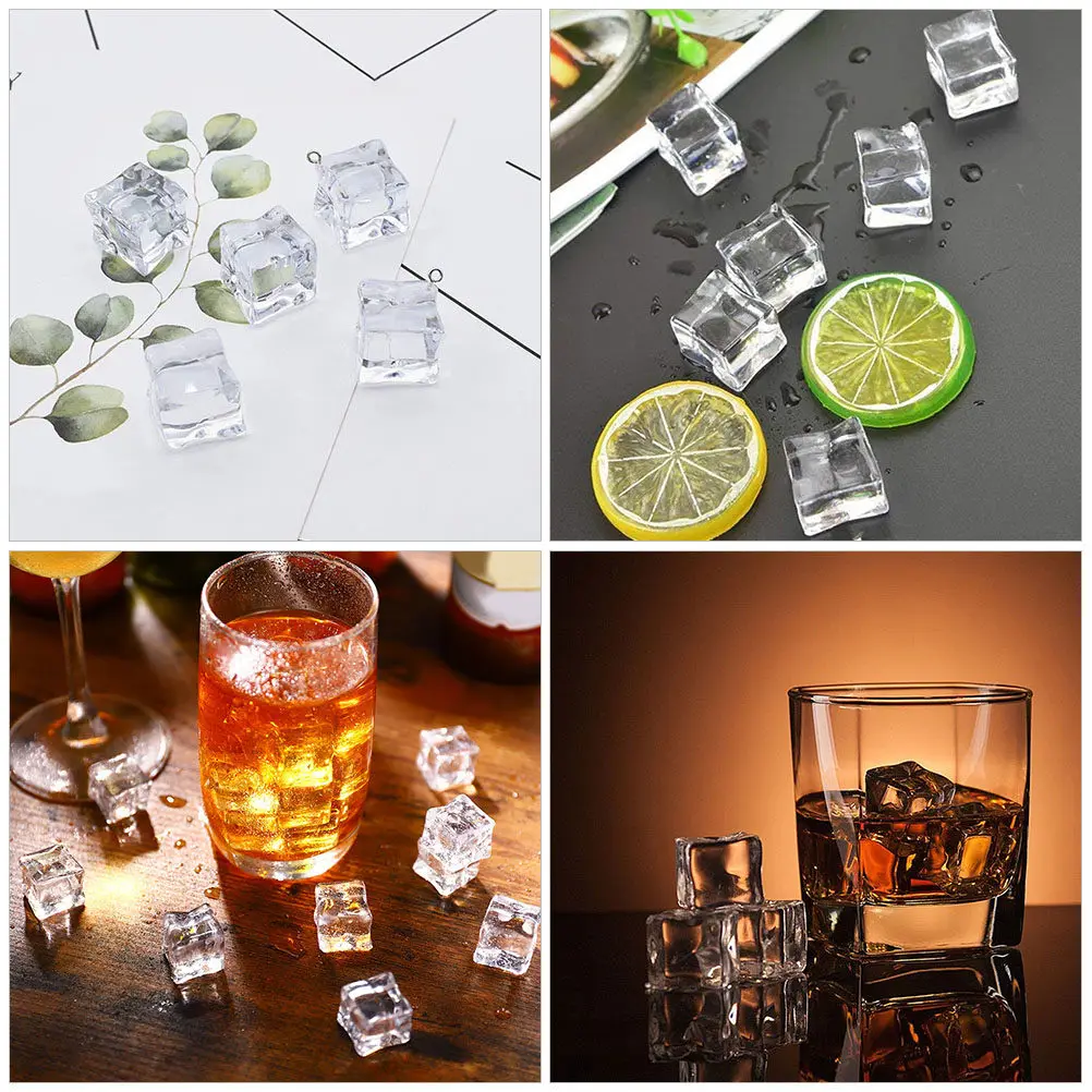 Фото 40 шт. прозрачных кубиков льда, высокореалистичные имитации льда для бара, дома, магазина, декора, многоразовые реквизиты для фотосъемки №5
