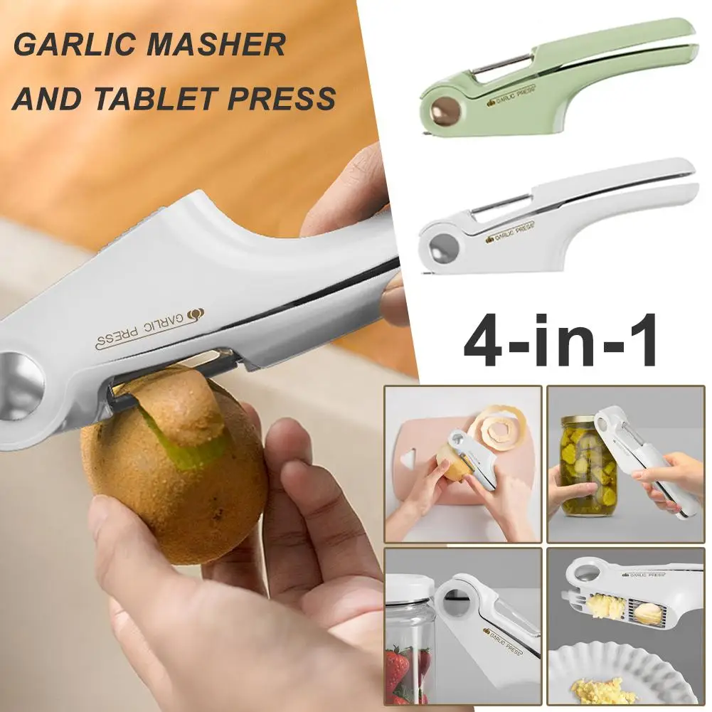 

4-in-1 Garlic Press For Pressing Mash Garlic Sliced Garlic Can Opener Peeler For Vegetable Cooking Masher Multifunctional T O8T3