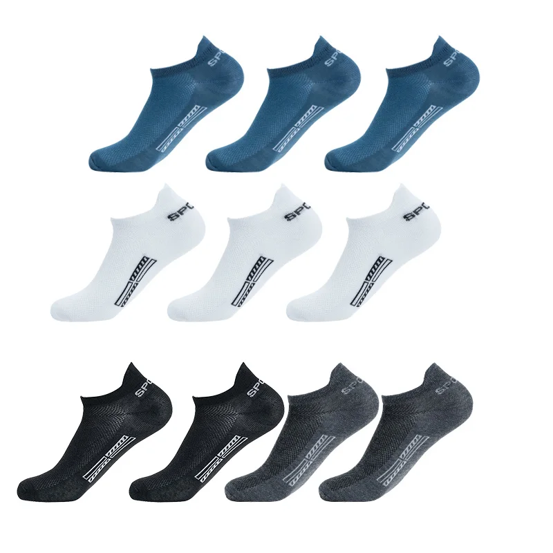 

10Pairs High Quality Men Ankle Socks Breathable Cotton Sports Socks Mesh Casual Athletic Summer Thin Cut Short Sokken Size 38-44