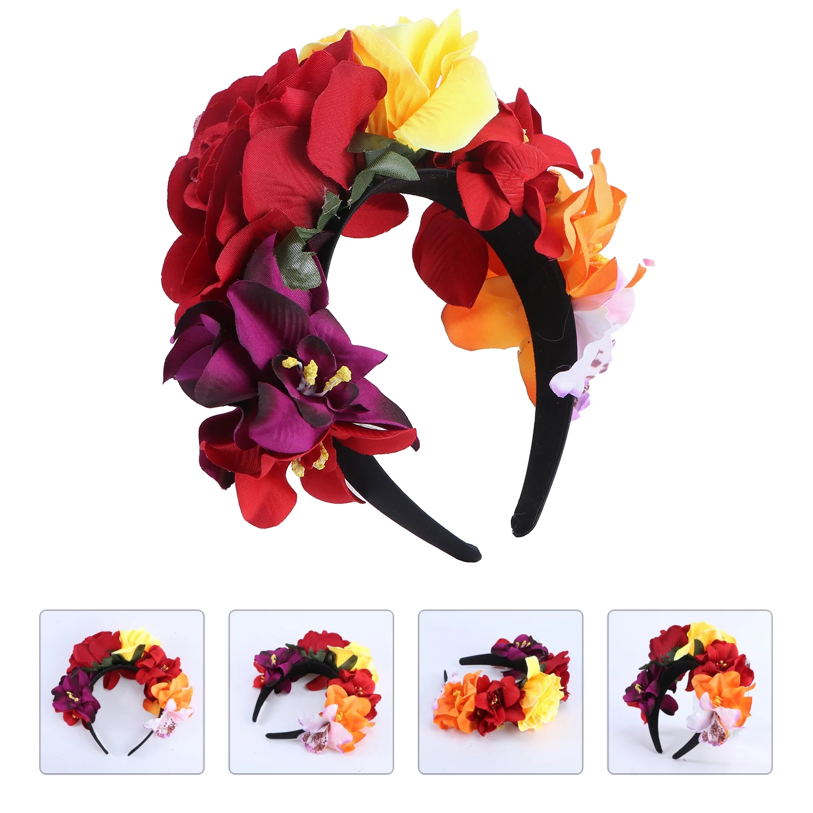 

Flower Headbands, Artificial Rose Flower Headdress, Mexican Style Flower Hair Garland Hairband Headpiece Hair Accessories for