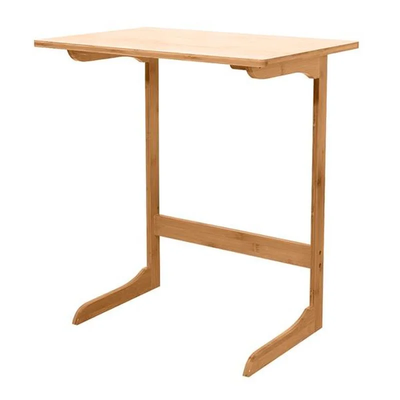 

60x40x65cm L-shaped Bamboo Sofa Side Table Sandal Wood Color