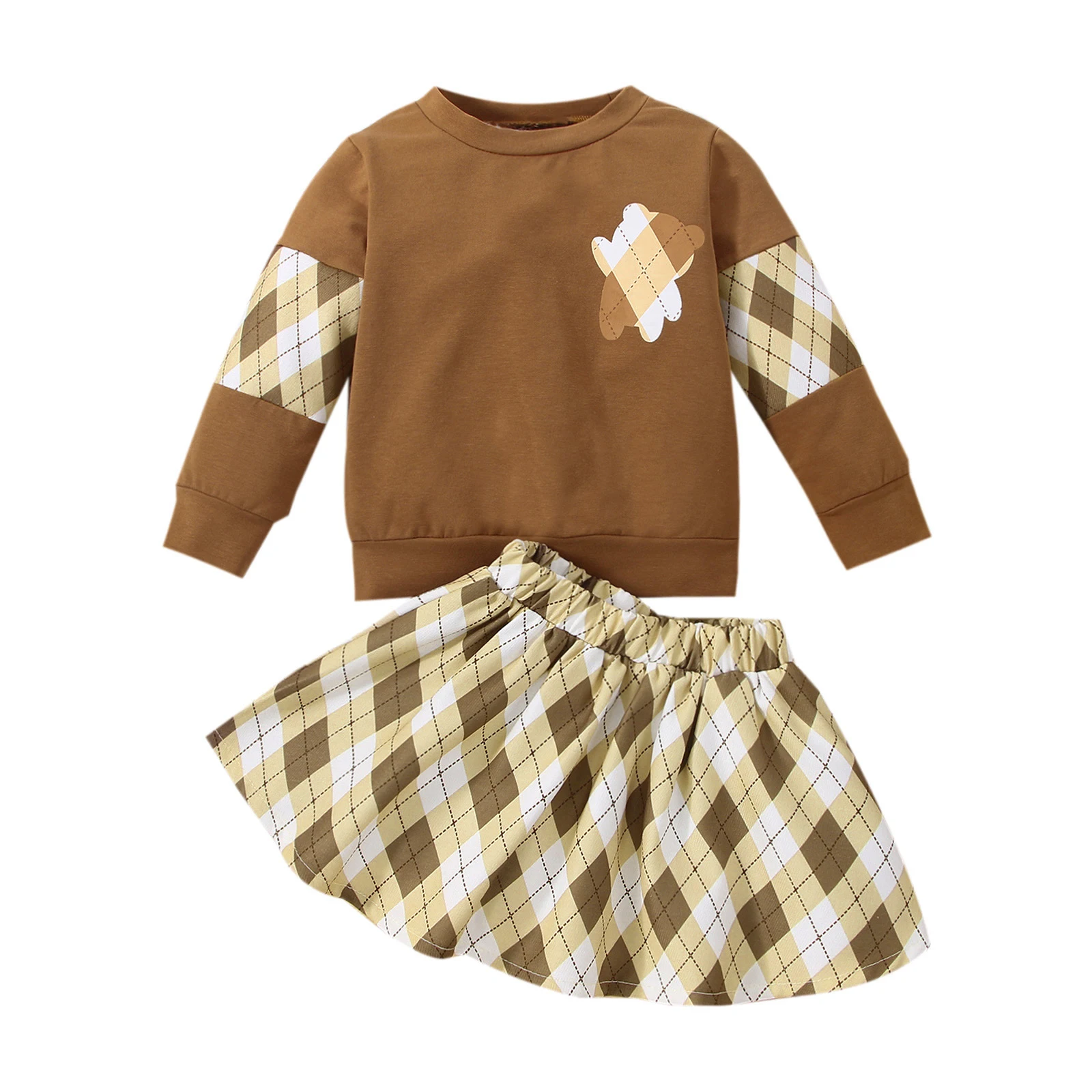 Модный комплект одежды для маленьких девочек свитшот с длинным рукавом и принтом