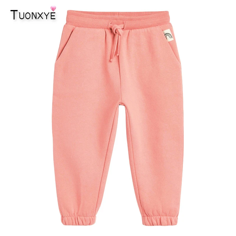 

TUONXYE Children's Pants Knitted Casual Sweatpants Girls Trousers Drawstring Pocket Pure Cotton Soft Clothing 2-7years