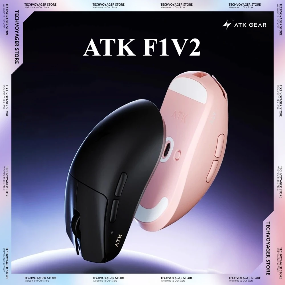 Фото Игровая мышь ATK F1V2, легкая эргономика, длительный срок службы батареи, двойная 8K, беспроводная мышь 2,4 г, аксессуары для ПК, подарки №1