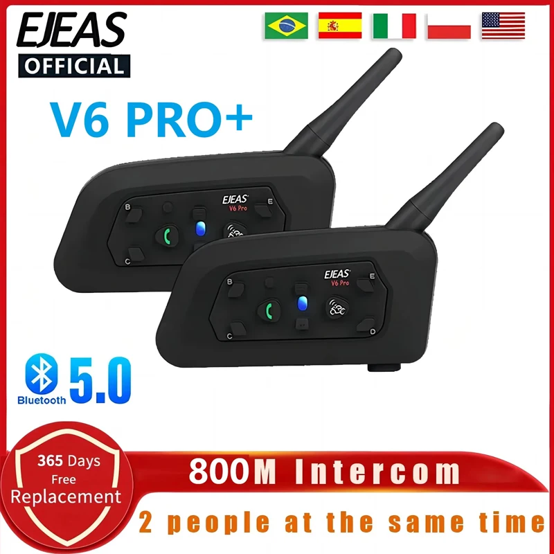 

EJEAS V6 PRO Мотоциклетный Шлем Bluetooth-система Внутренней Связи С Водонепроницаемой Музыкой Bluetooth-дверной Домофон Подд...