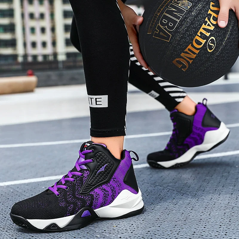 Unisex Basketball Shoes Men High-top Sports Air Cushion Hombre Athletic Mens Shoes Women Comfortable Breathable Sneakers