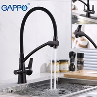 gappo black gray kitchen sink faucet 3 way water filter tap brass kitchen mixer put out faucet kitchen crane brass mixer