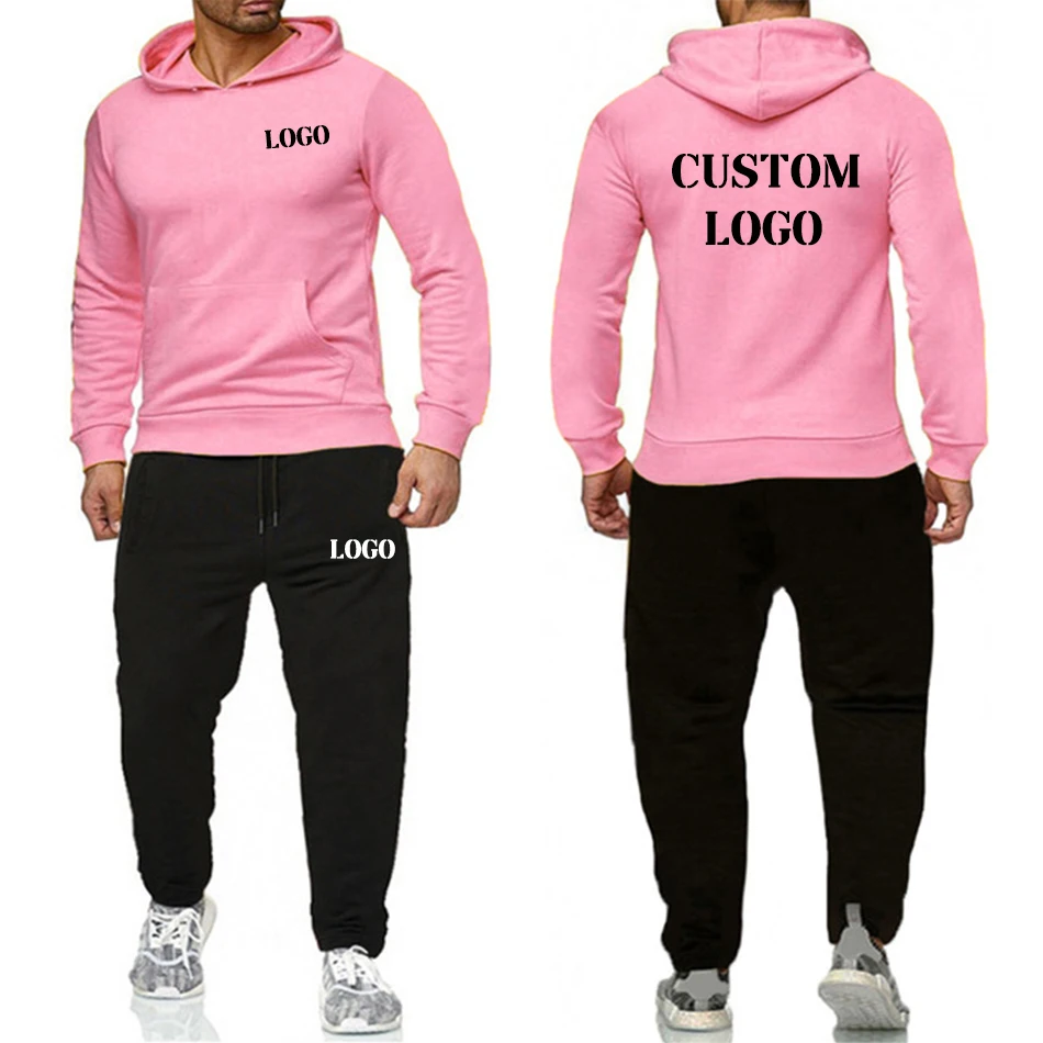 Custom Logo Men's Set Hoodie Sets Men Tracksuit Sportswear 2 Pieces Hoodies+Sweatpant Male Pullover Sweatshirts Warm Clothing