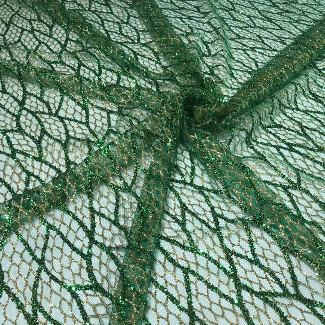 

2022 5 color Latest African Sequins Net Lace With Shining Glued Glitter French Tulle Net Fabric With Sequins Party Evening Dress